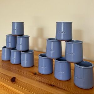 La Fermière Set of 12 Periwinkle Blue Terracotta Yogurt Cups - Reusable
